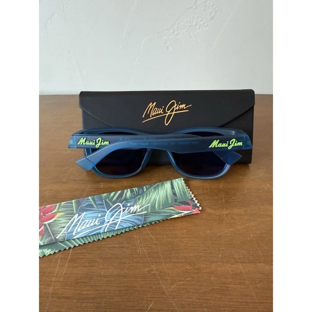 Maui Jim KAULIKE Matte Translucent Blue Sunglasses NEW B687-03 Polarized